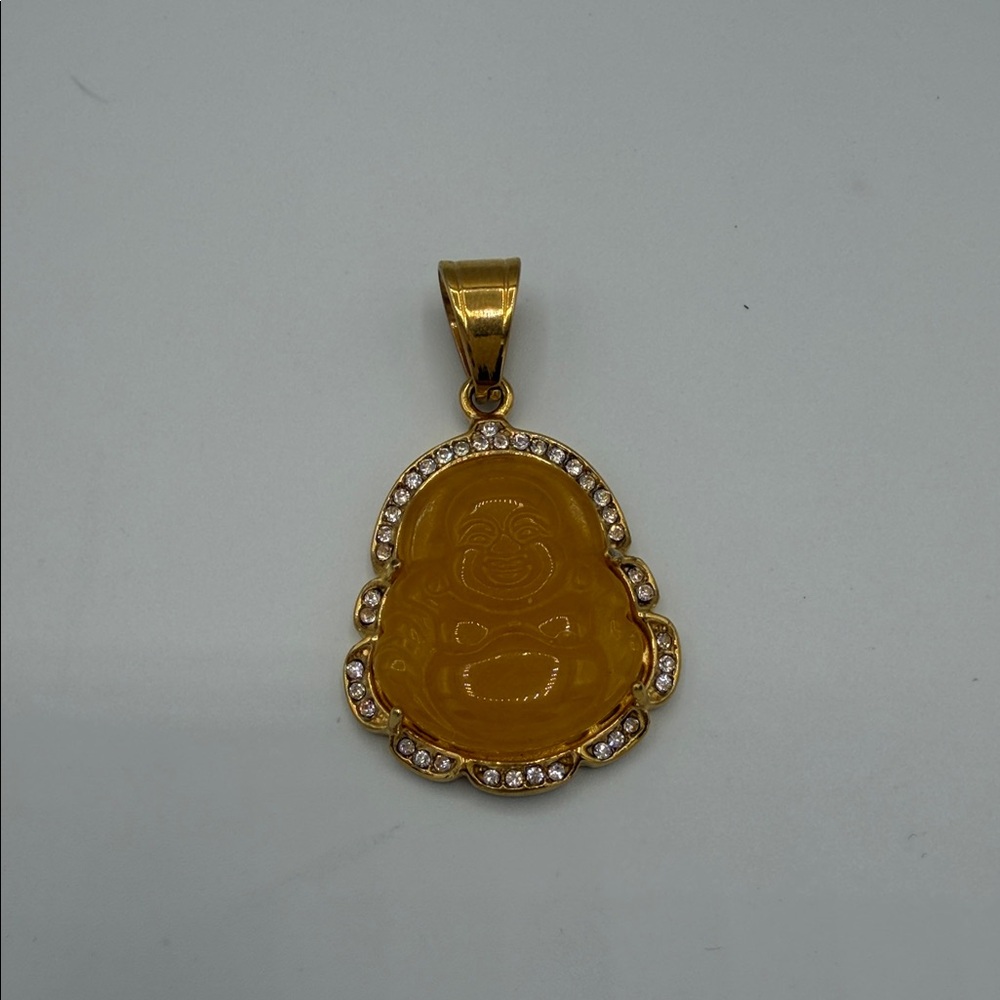 Gold Buddha Pendant with Crystals